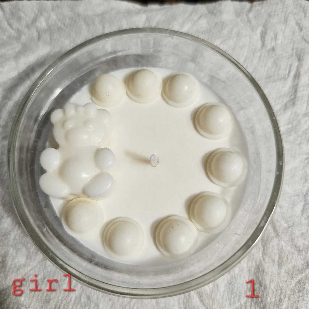 6 Personalized White Bear Scented Baby Shower Birthday Candle Favors Giveaways